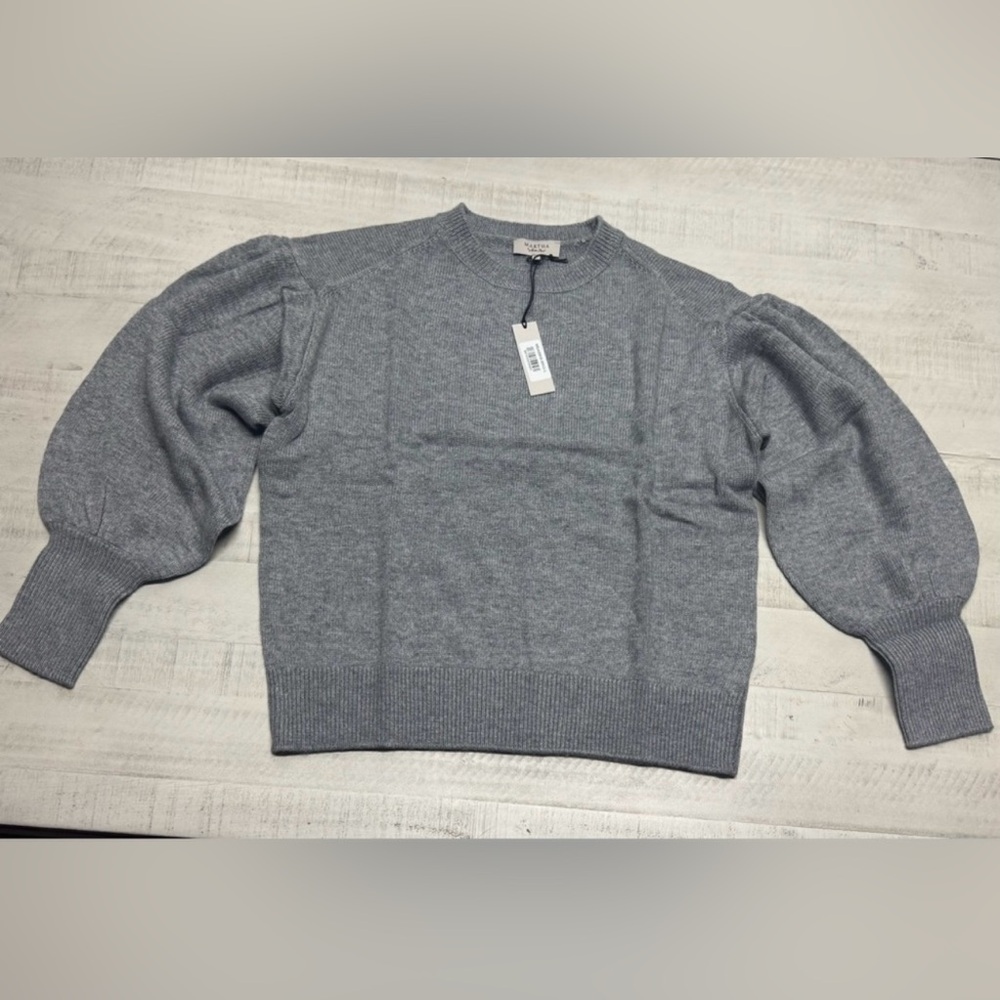 Martha Stewart cashmere/ wool crew neck Puff Sleeve Sweater